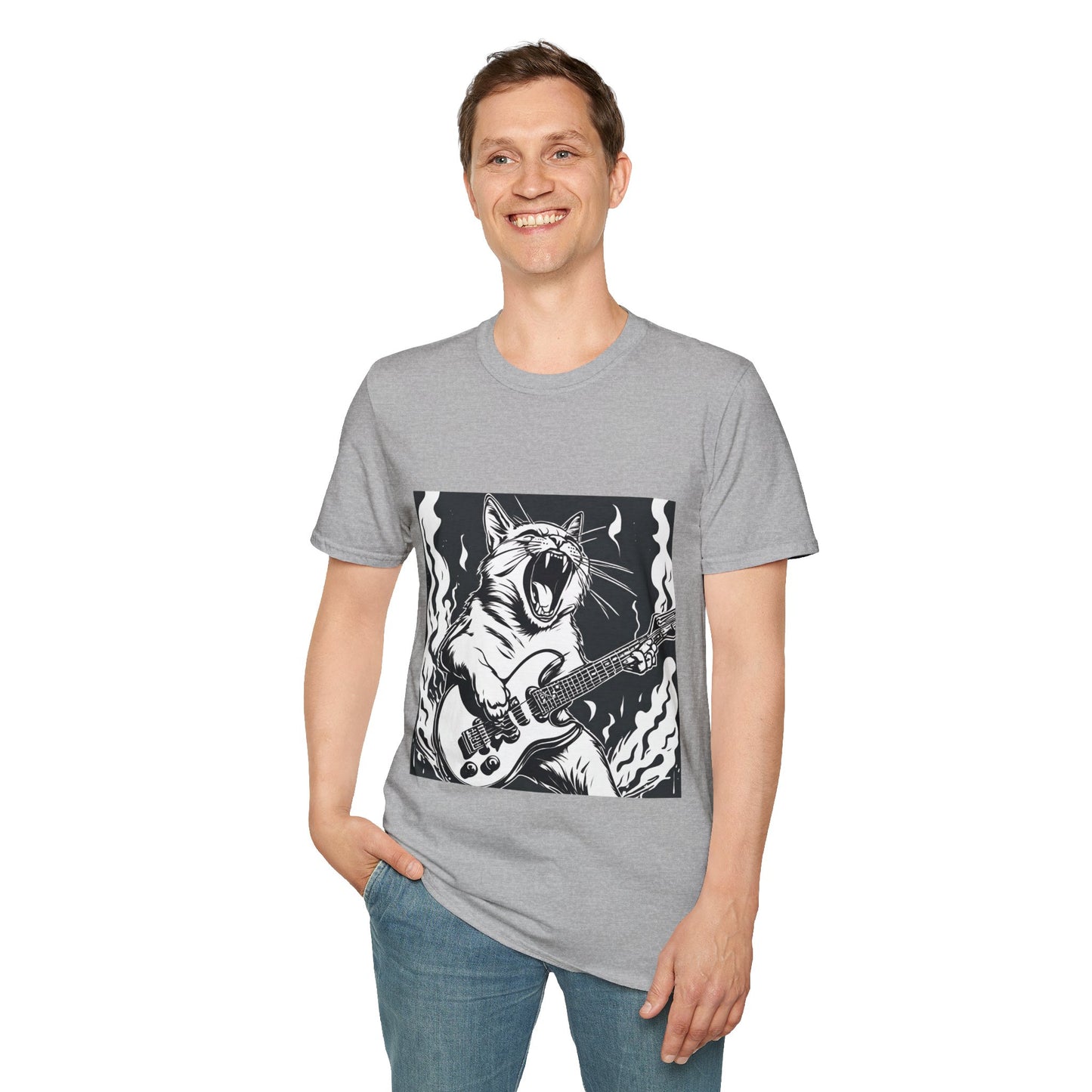 Cat Playing Guitar Flashlander Gym Shirt