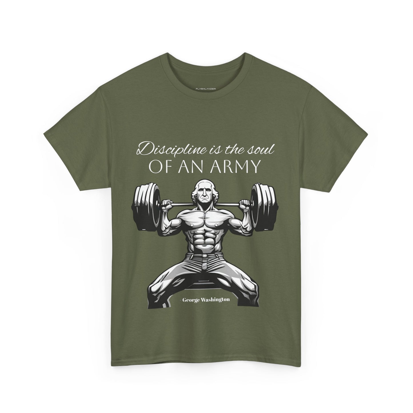 T-shirt de culturiste George Washington - Flashlander Disipline Is The Soul Of An Army Gym T-shirt en coton unisexe noir anthracite graphique