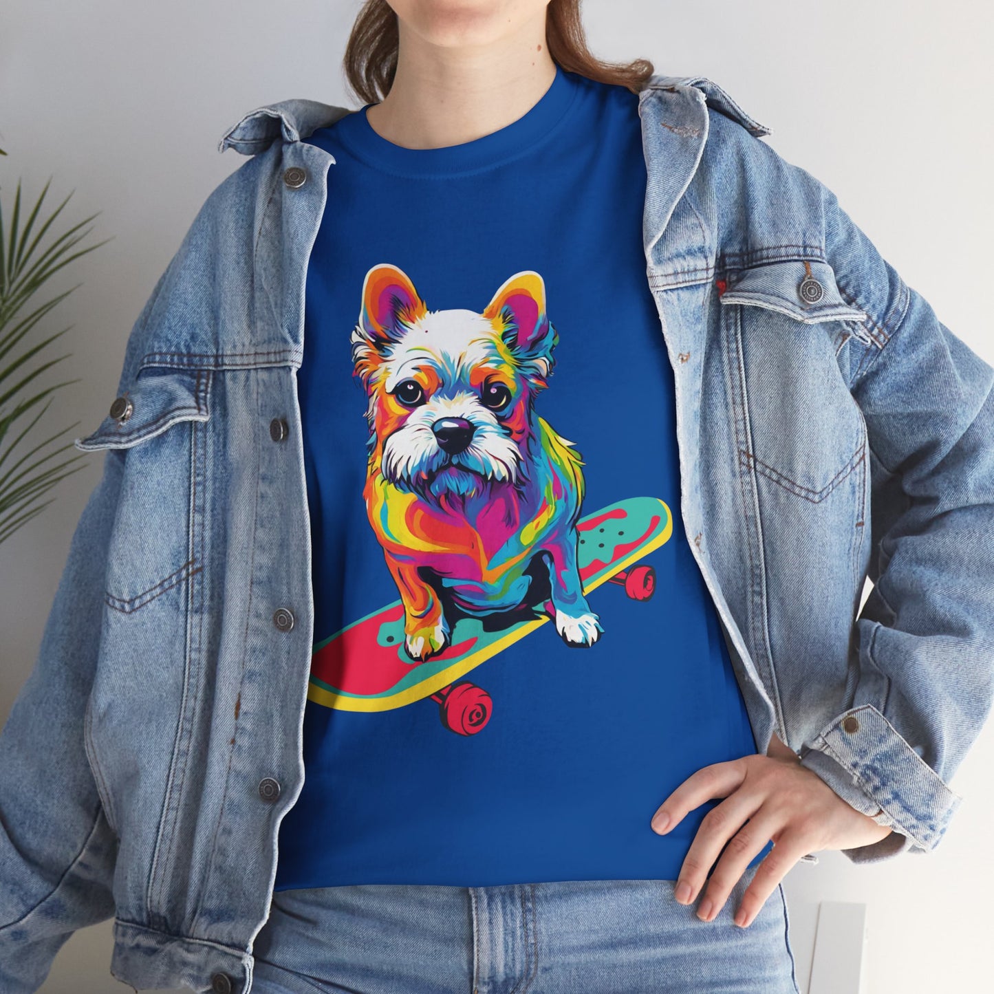 T-shirt de sport Flashlander avec chien skateboardant Pop Art