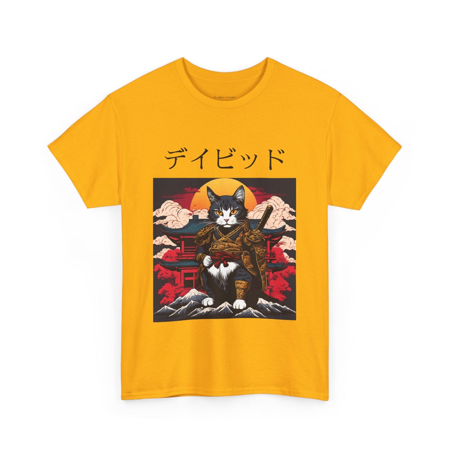 T-shirt japonais personnalisé avec votre nom T-shirt japonais personnalisé T-shirt d'anime de chat samouraï Votre texte Hiragana Katakana Kanji Femmes Hommes T-shirt