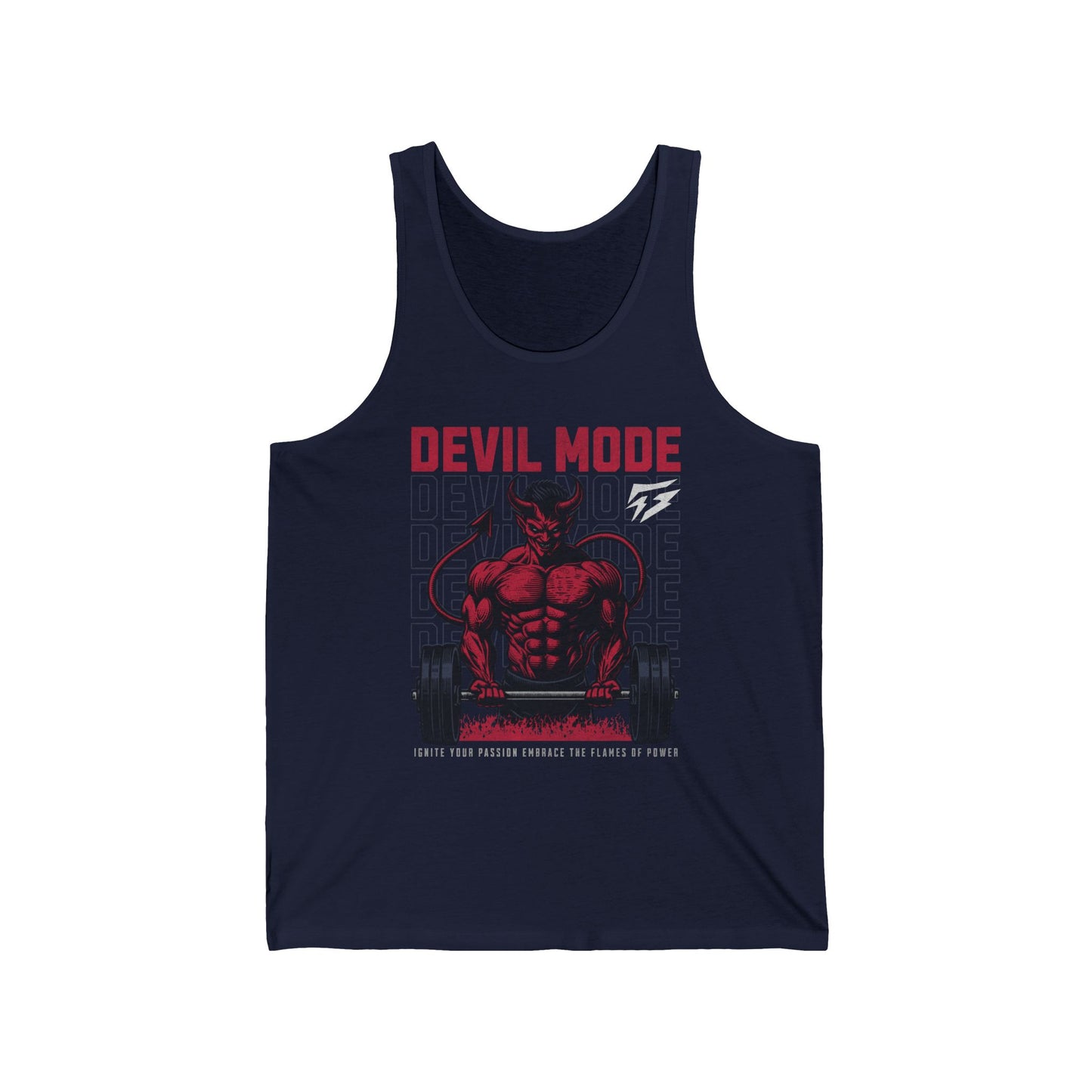 Muscle Devil Mode Gym Jersey Tank Flashlander Cotton Unisex Blue Aqua