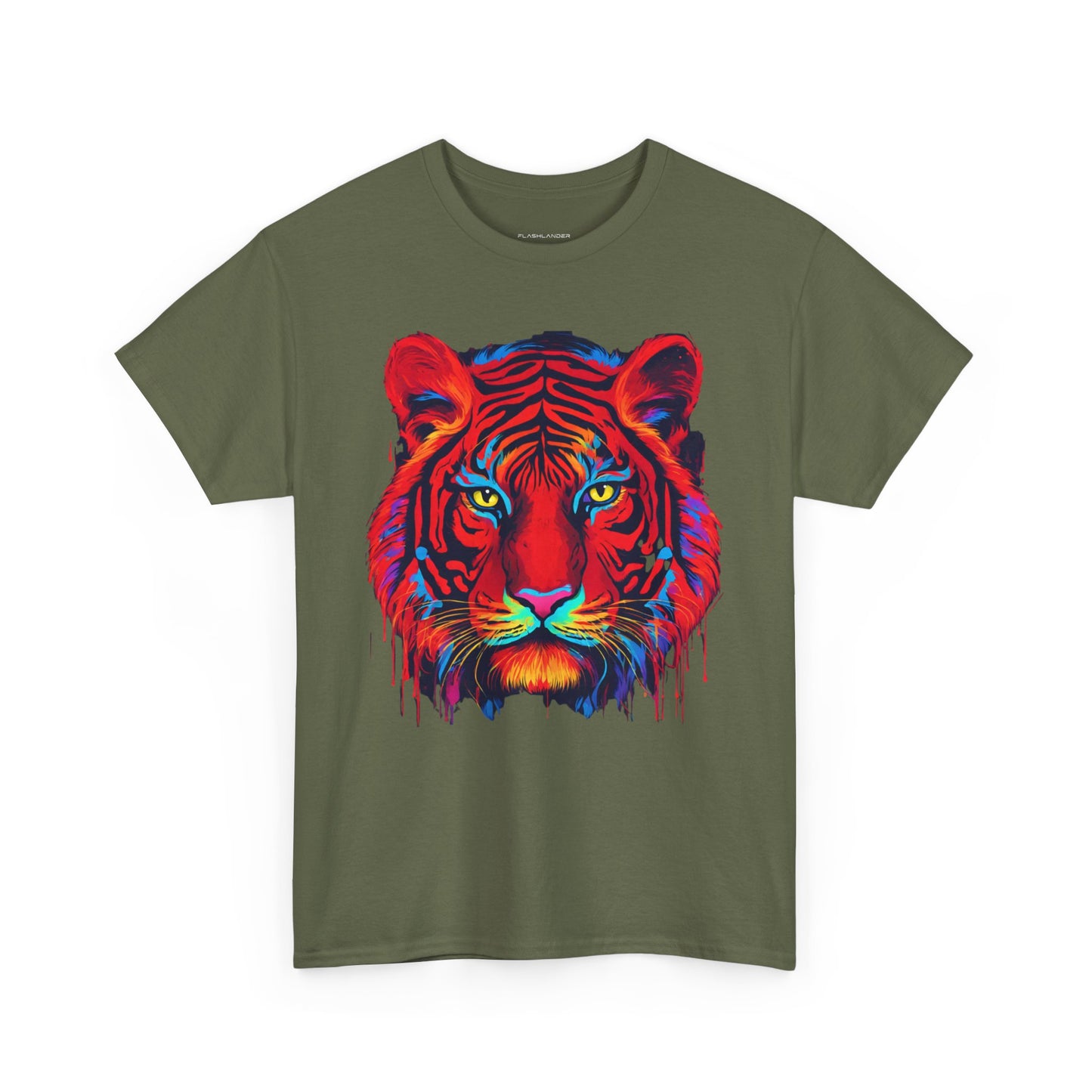 Majestuosa camiseta de Flashlander con diseño pop art de tigre rojo