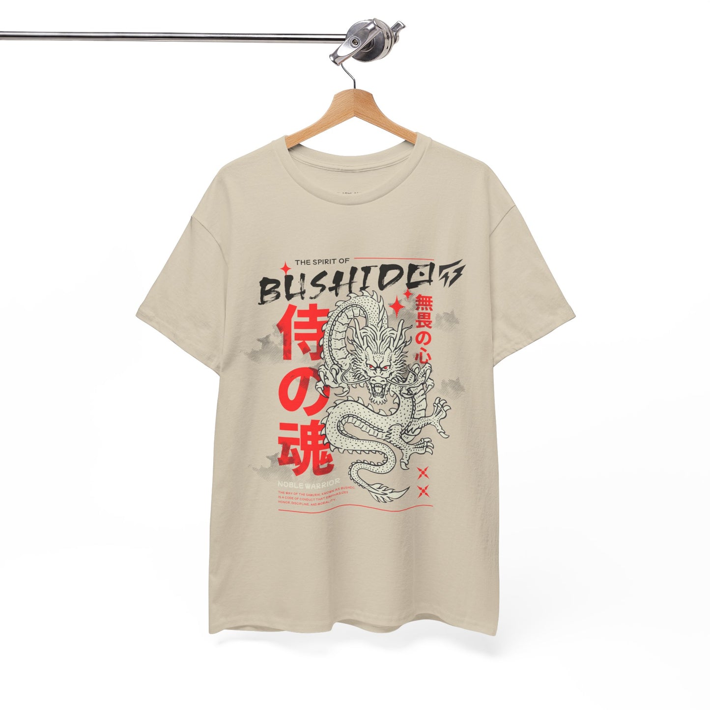 Dragon Gym Shirt The Spirit of Bushido T-Shirt Flashlander Cotton Unisex Charcoal Black Graphic Tee