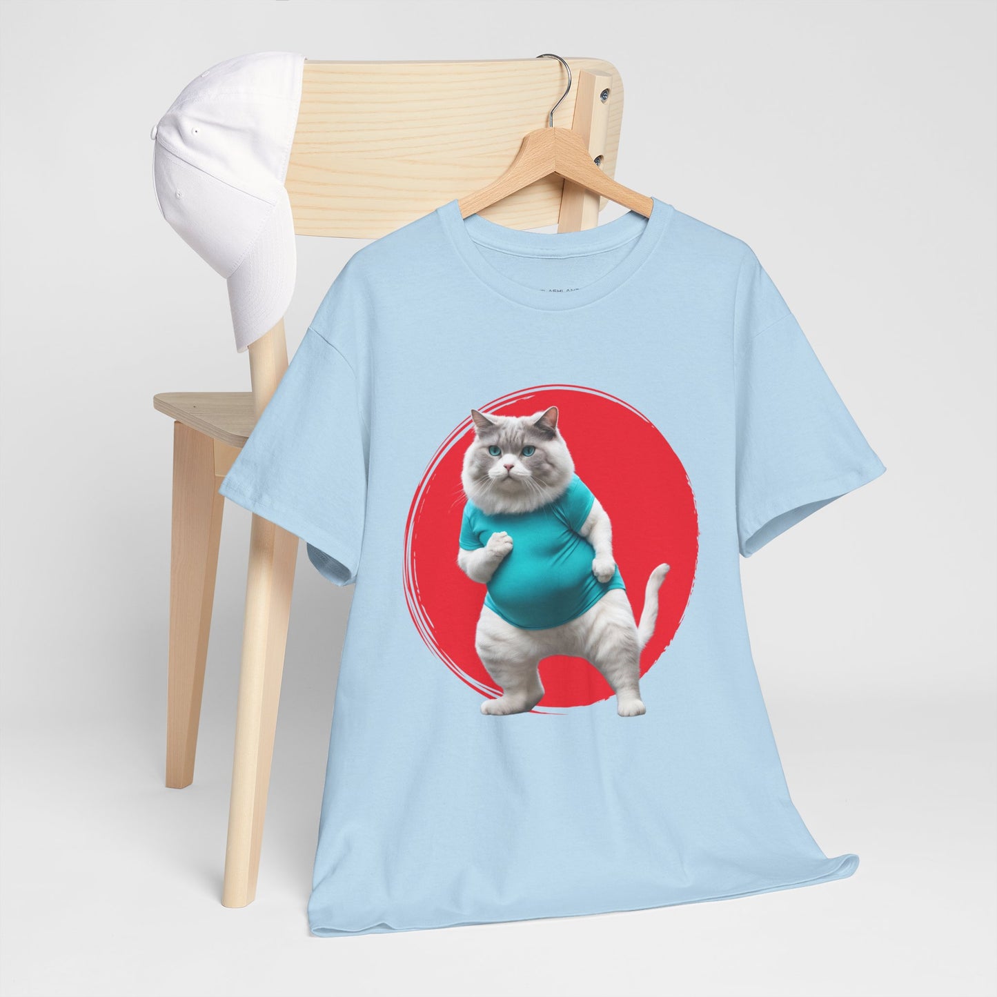 Camiseta de gimnasio Flashlander con divertido gato gordo de karate