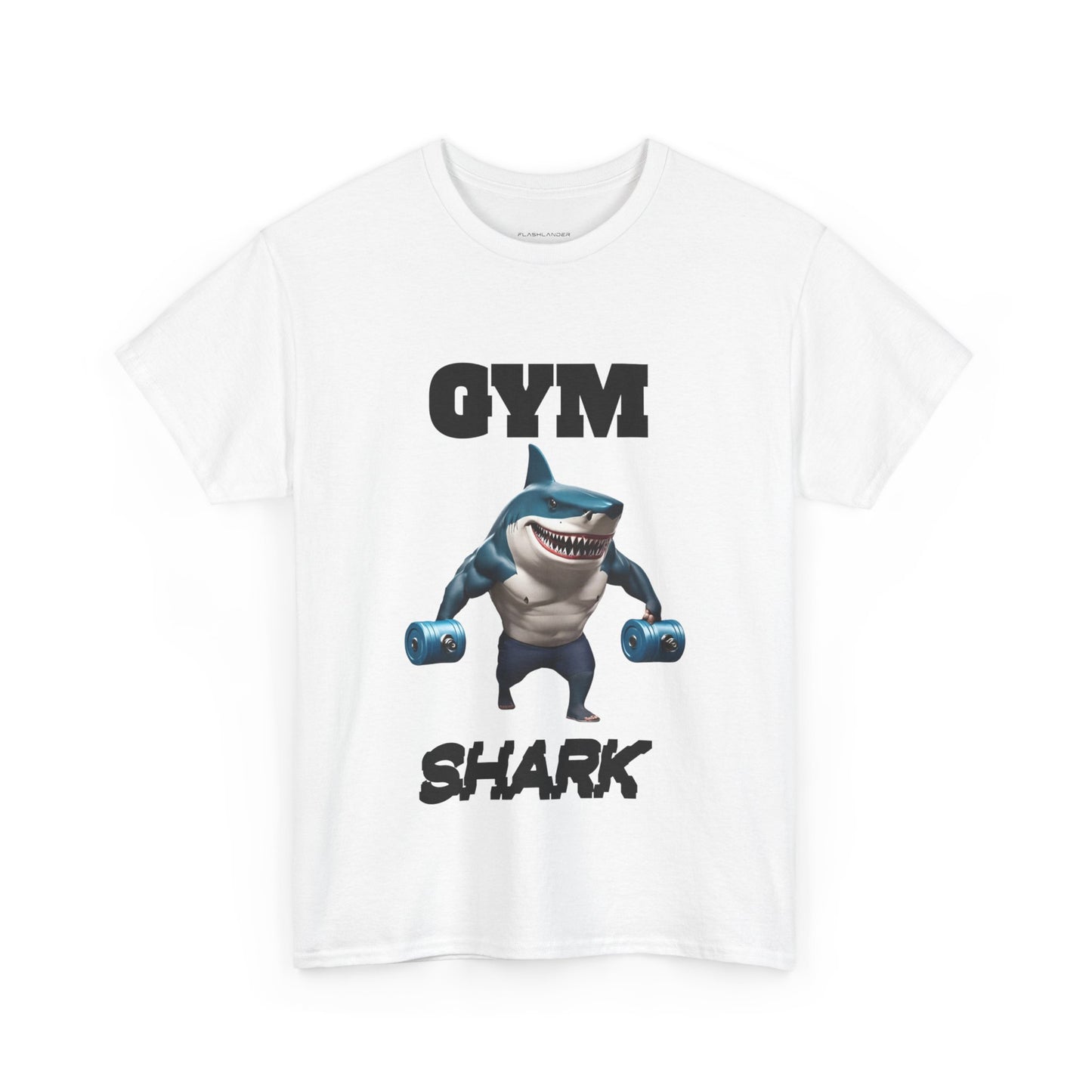 Gym Shark Performance Shirt Flashlander Cotton Unisex Charcoal Black Graphic Tee