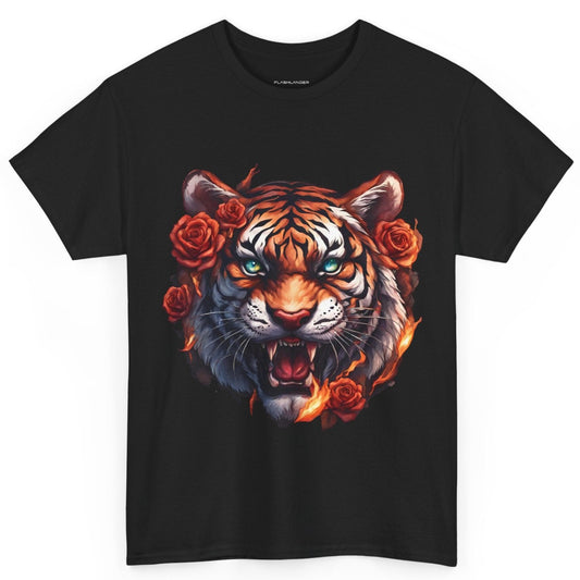 Tiger Flames and Roses T-Shirt Flashlander