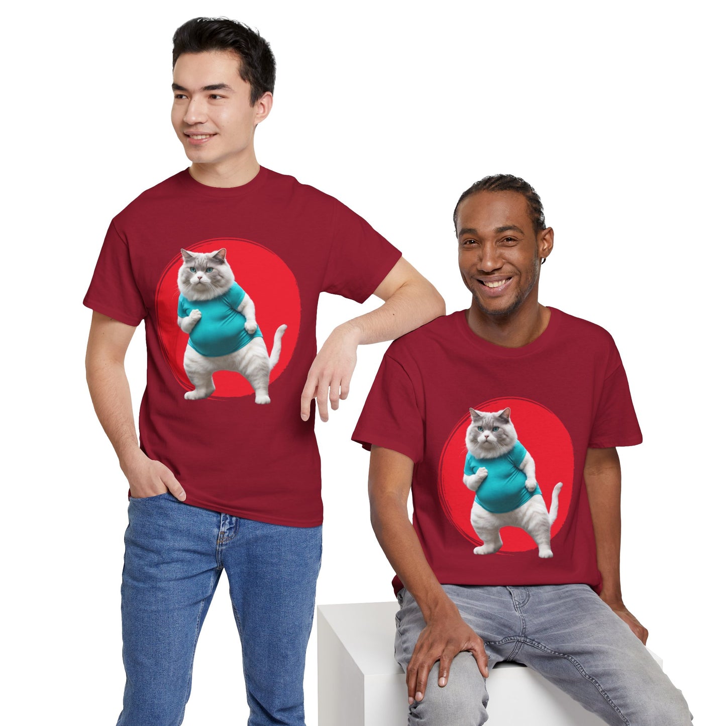 Camiseta de gimnasio Flashlander con divertido gato gordo de karate