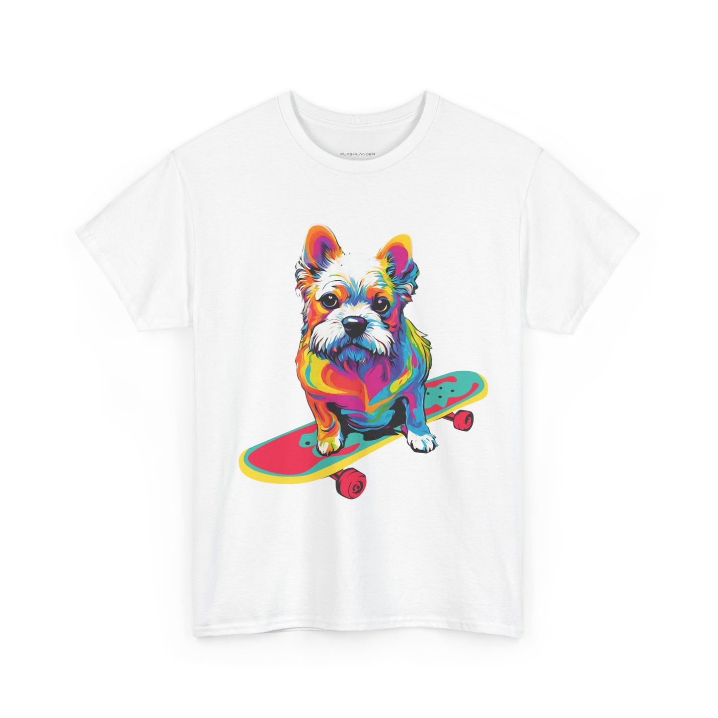 T-shirt de sport Flashlander avec chien skateboardant Pop Art