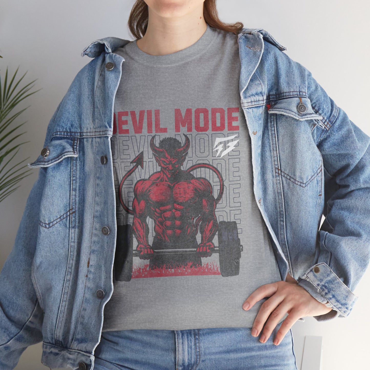 Devil Mode Gym Shirt Flashlander Cotton Unisex Charcoal Black Performance Graphic Tee