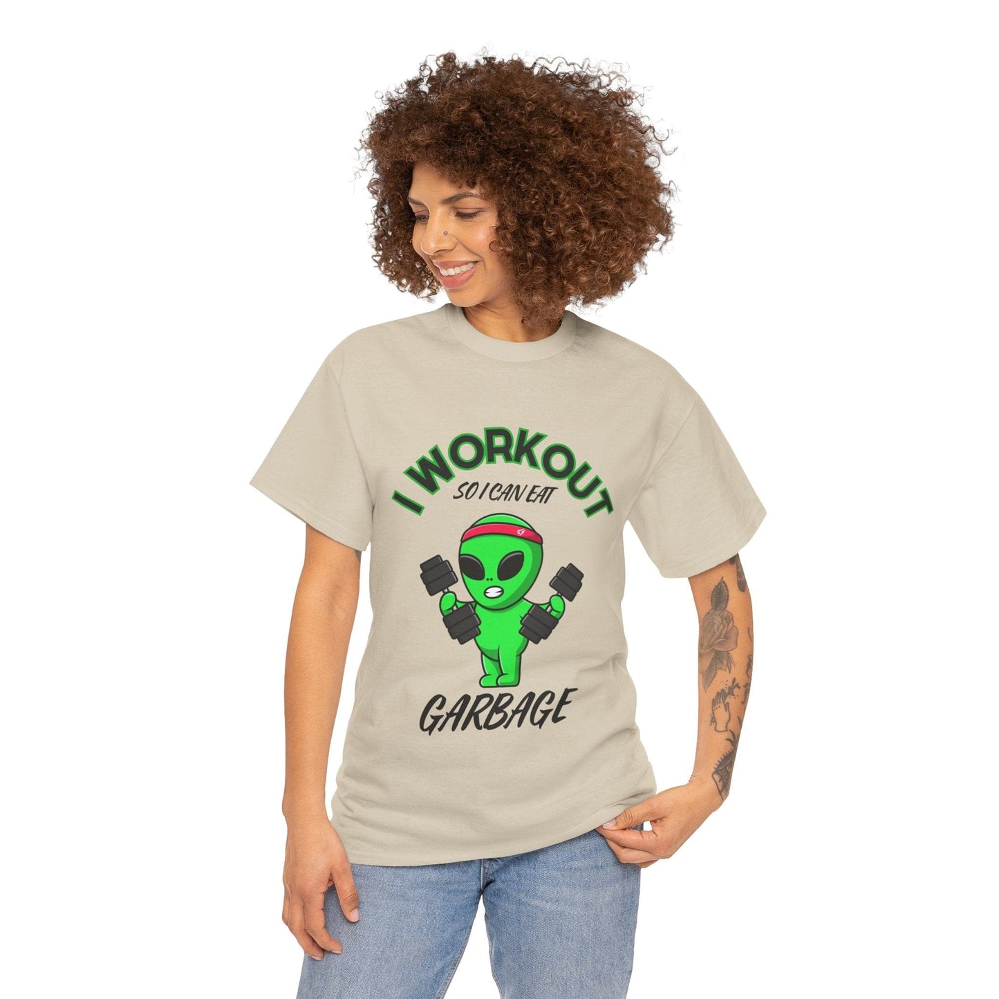 Alien I Workout So I Can Eat Garbage Graphic Tee Flashlander