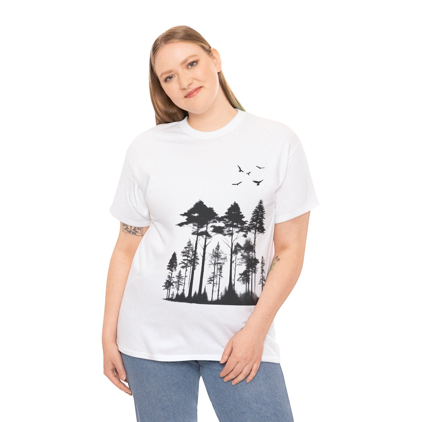 Camisa del bosque de pinos Camiseta unisex de algodón pesado Flashlander