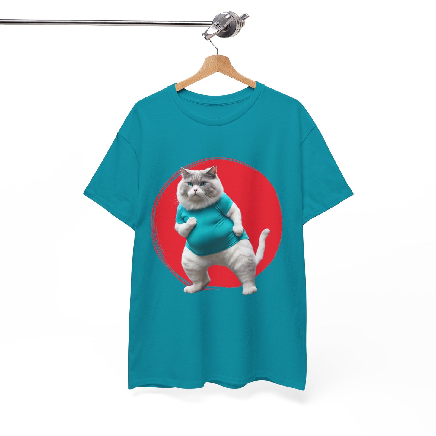 Camiseta de gimnasio Flashlander con divertido gato gordo de karate