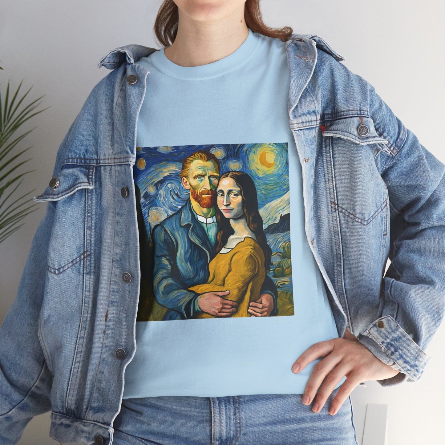 Funny Mona Lisa with Vincent Van Gogh Starry Night - Flashlander Gym Shirt