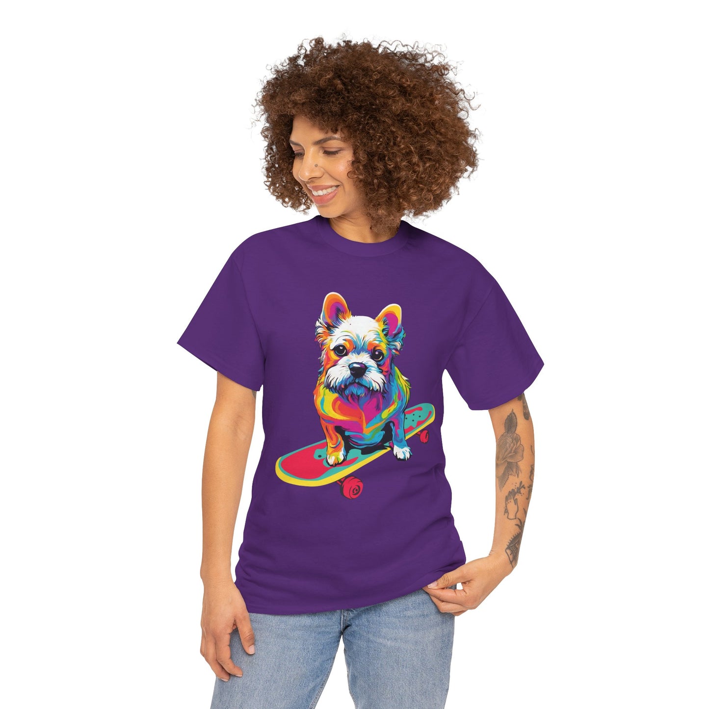 T-shirt de sport Flashlander avec chien skateboardant Pop Art