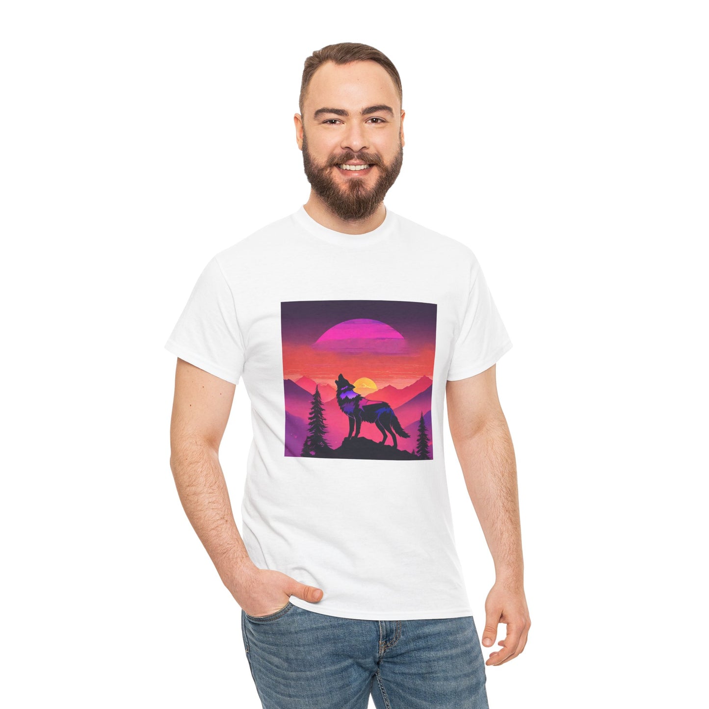 Wolf Majestic Sunset Gaphic Tee Flashlander