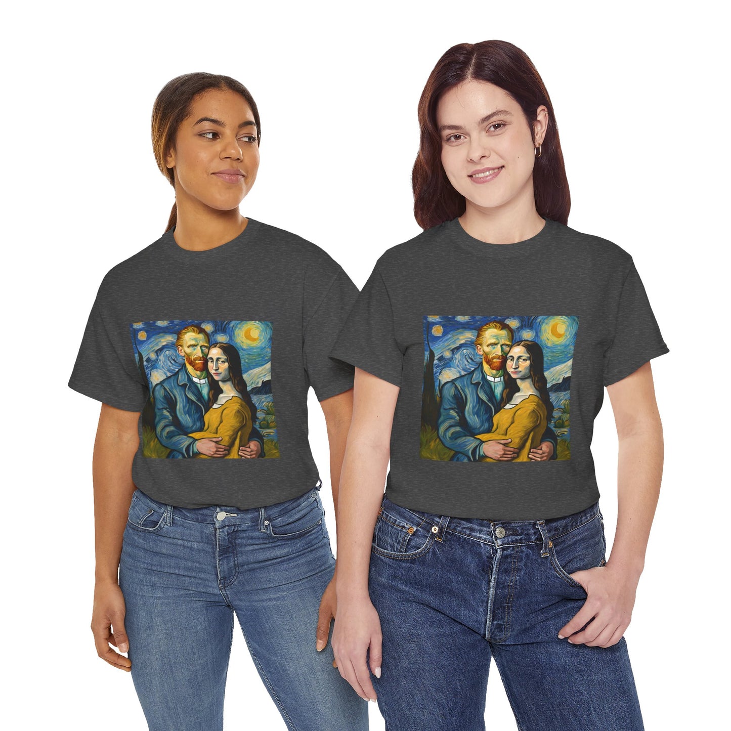 Funny Mona Lisa with Vincent Van Gogh Starry Night - Flashlander Gym Shirt