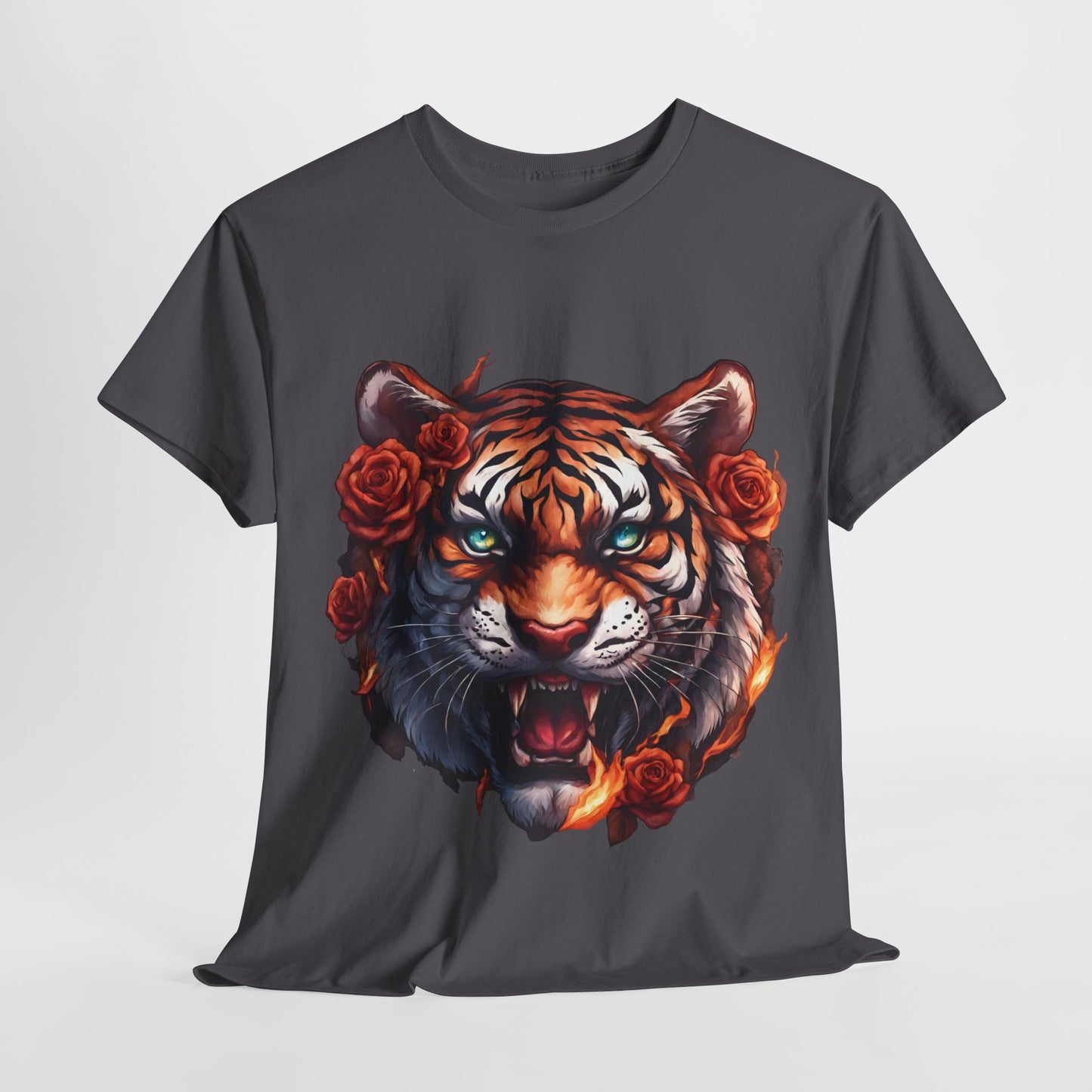 Tiger Flames and Roses T-Shirt Flashlander