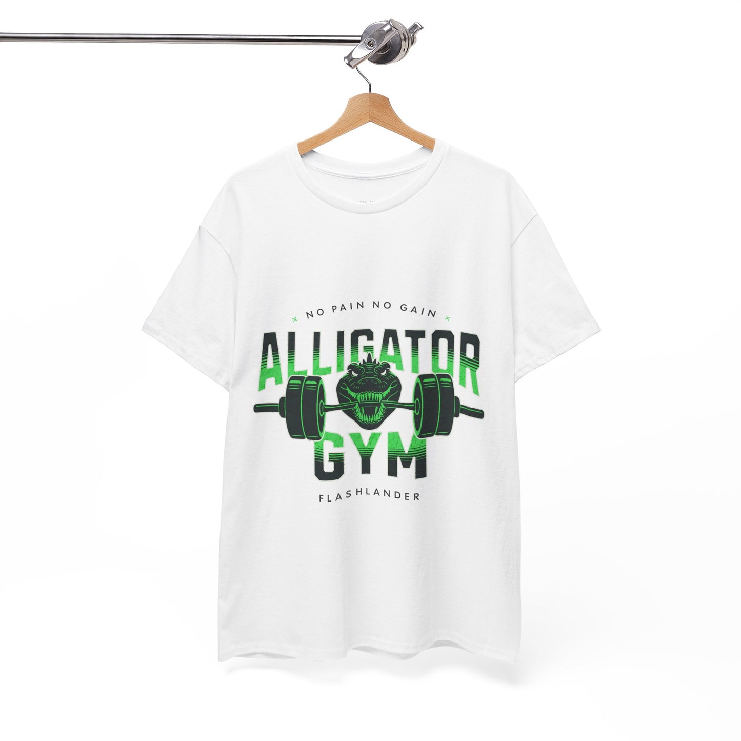 Aligator Gym Shirt Flashlander Cotton Unisex Charcoal Black Graphic Tee