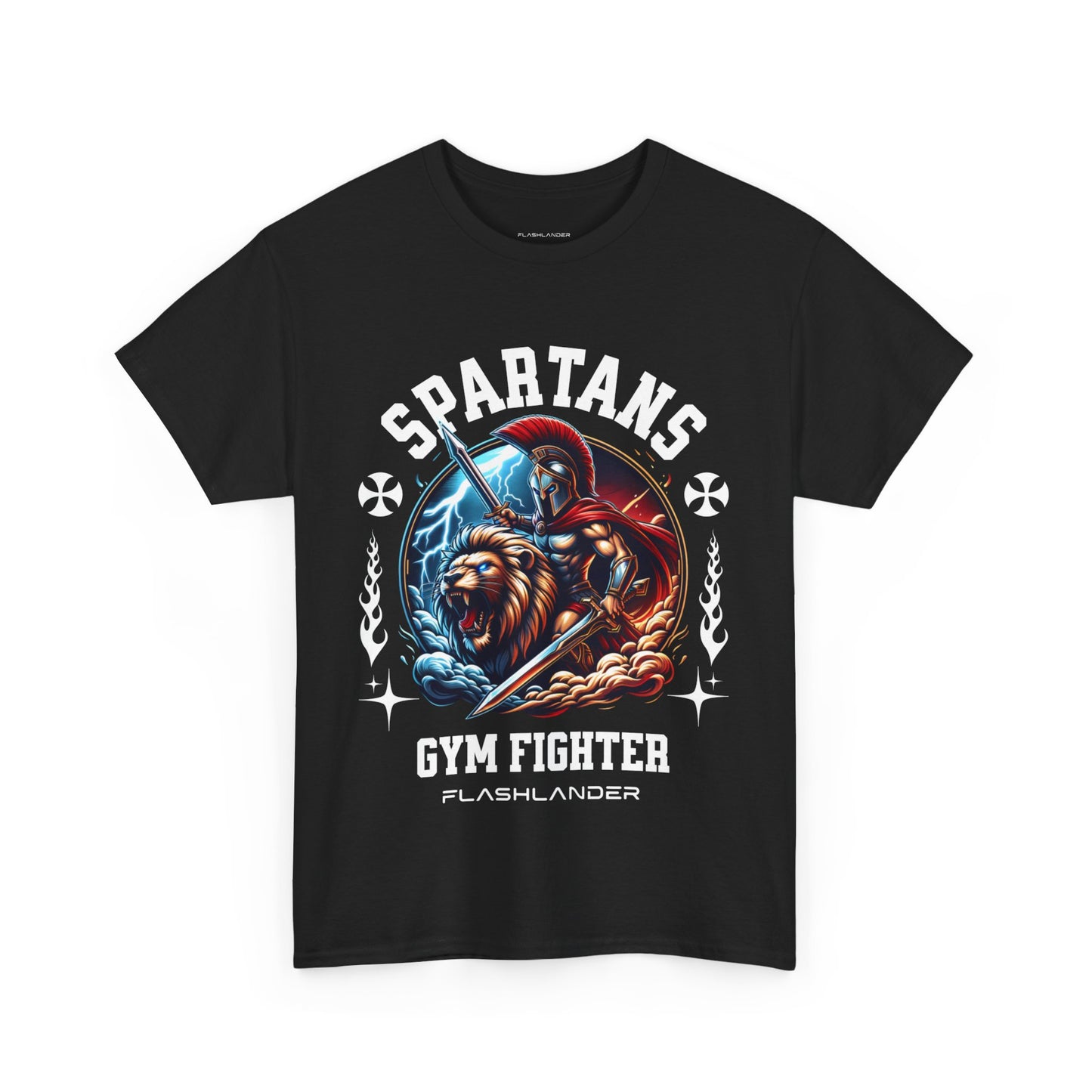 Spartans Gym Fighter Shirt Flashlander Performance T-Shirt Cotton Unisex Charcoal Black Graphic Tee