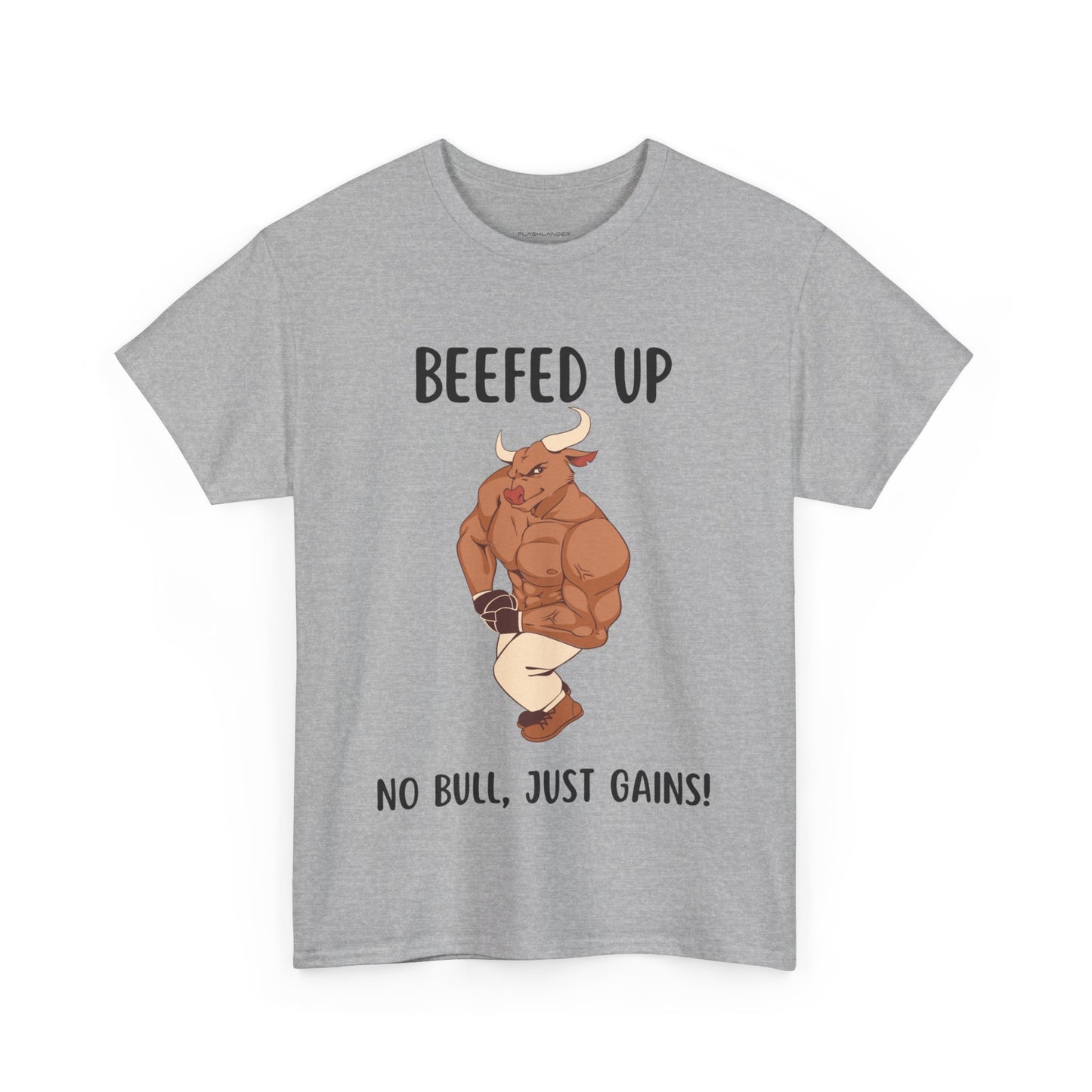 Muscle Bull Beefed Up No Bull, Just Gains - Flashlander Gym Shirt