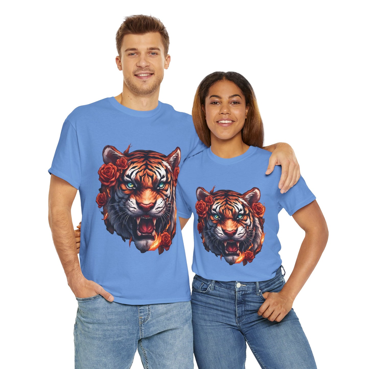 Tiger Flames and Roses T-Shirt Flashlander