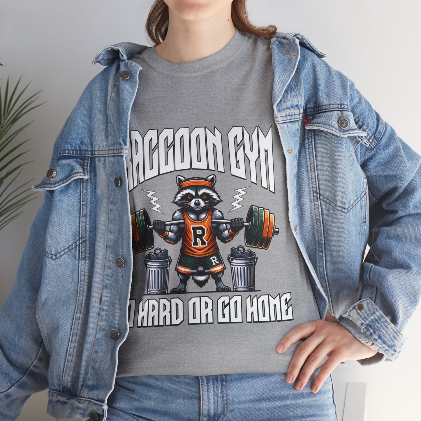 Raccoon Bodybuilder Shirt Flashlander Go Hard or Go Home Gym T-Shirt Cotton Unisex Graphic Tee