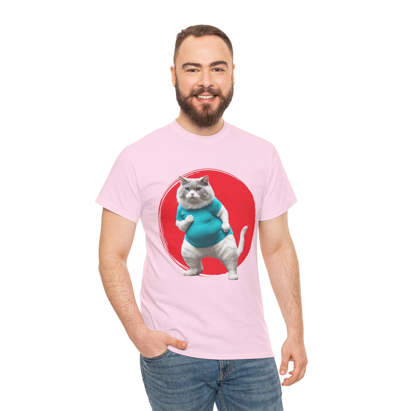 Camiseta de gimnasio Flashlander con divertido gato gordo de karate