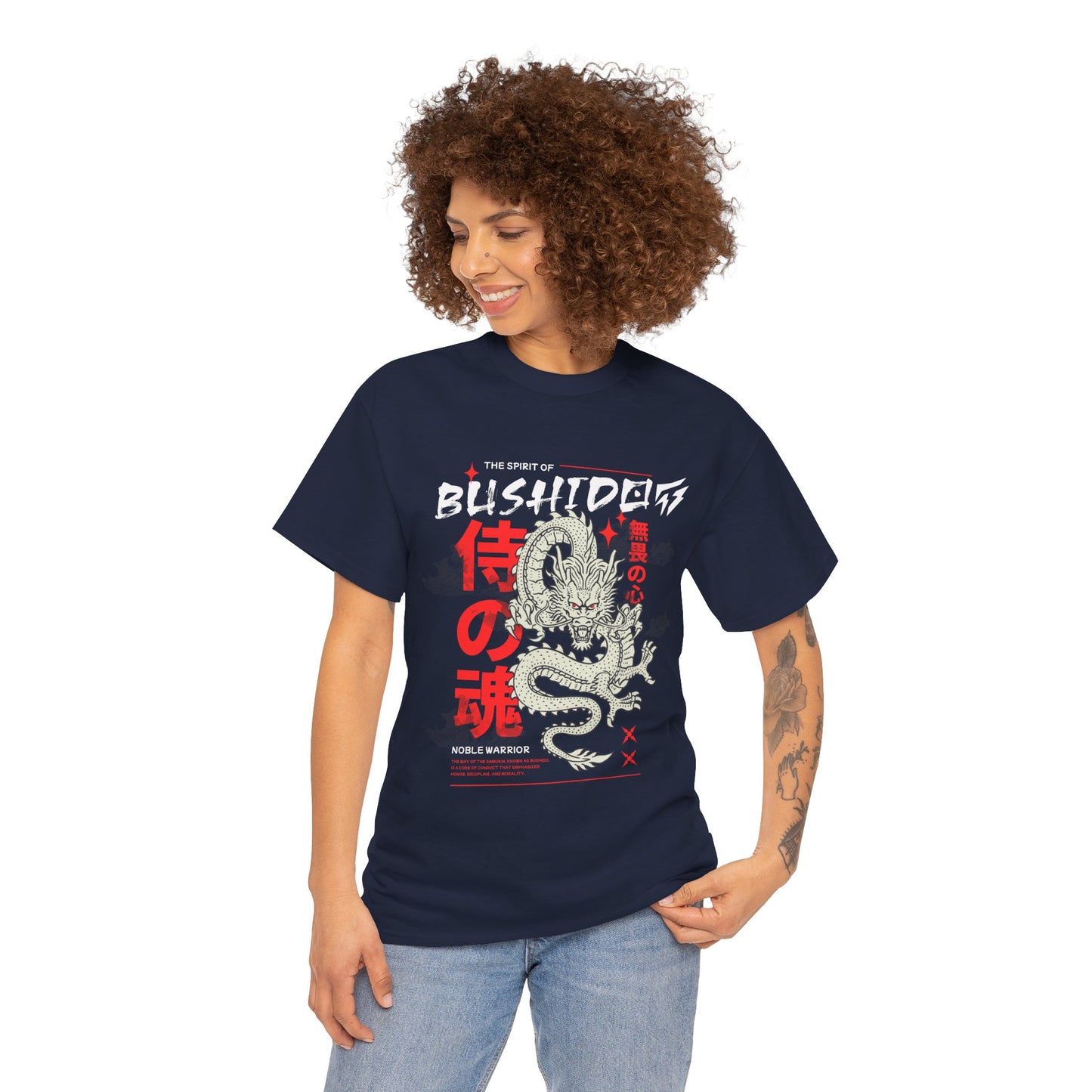 Dragon Gym Shirt The Spirit of Bushido T-Shirt Flashlander Cotton Unisex Charcoal Black Graphic Tee