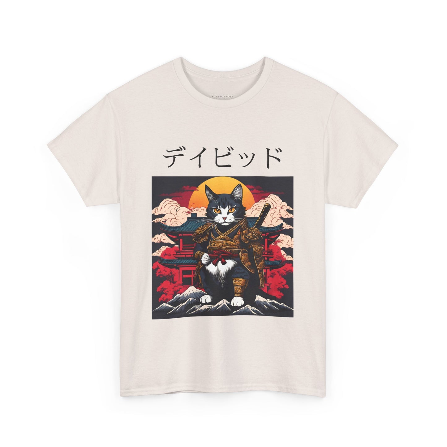 T-shirt japonais personnalisé avec votre nom T-shirt japonais personnalisé T-shirt d'anime de chat samouraï Votre texte Hiragana Katakana Kanji Femmes Hommes T-shirt