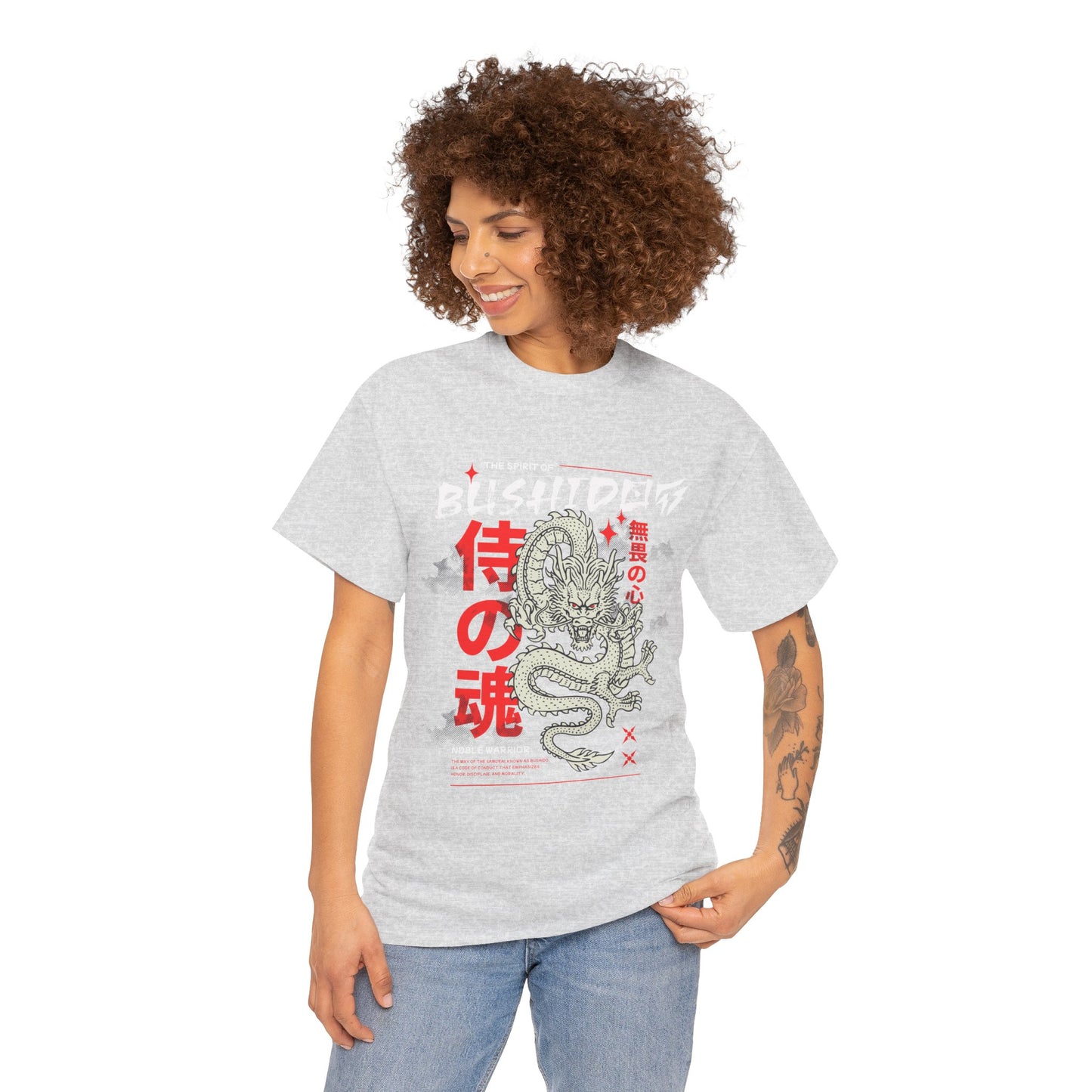 Dragon Gym Shirt The Spirit of Bushido T-Shirt Flashlander Cotton Unisex Charcoal Black Graphic Tee