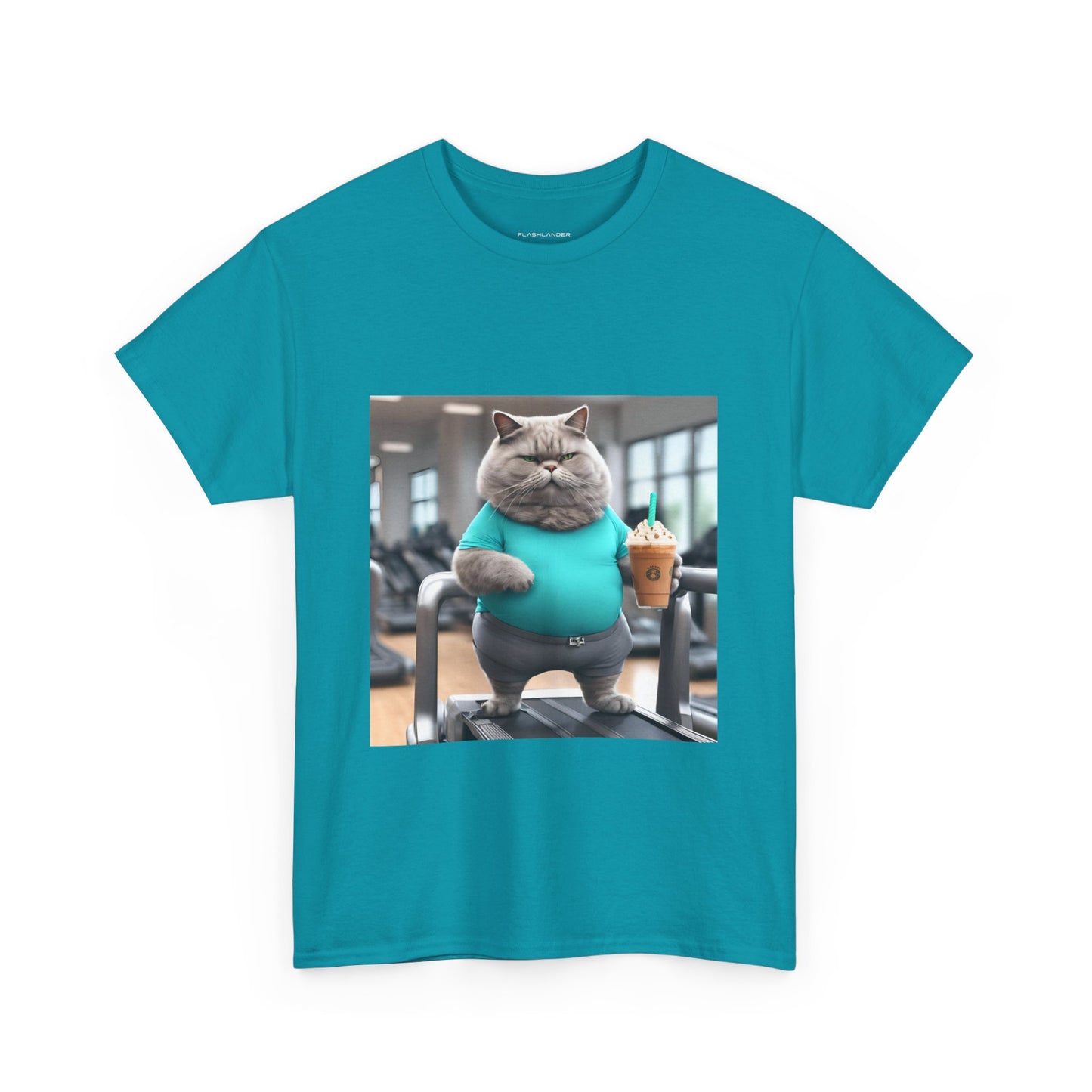 Funny Fat Cat On The Treadmill - Flashlander Gym Shirt