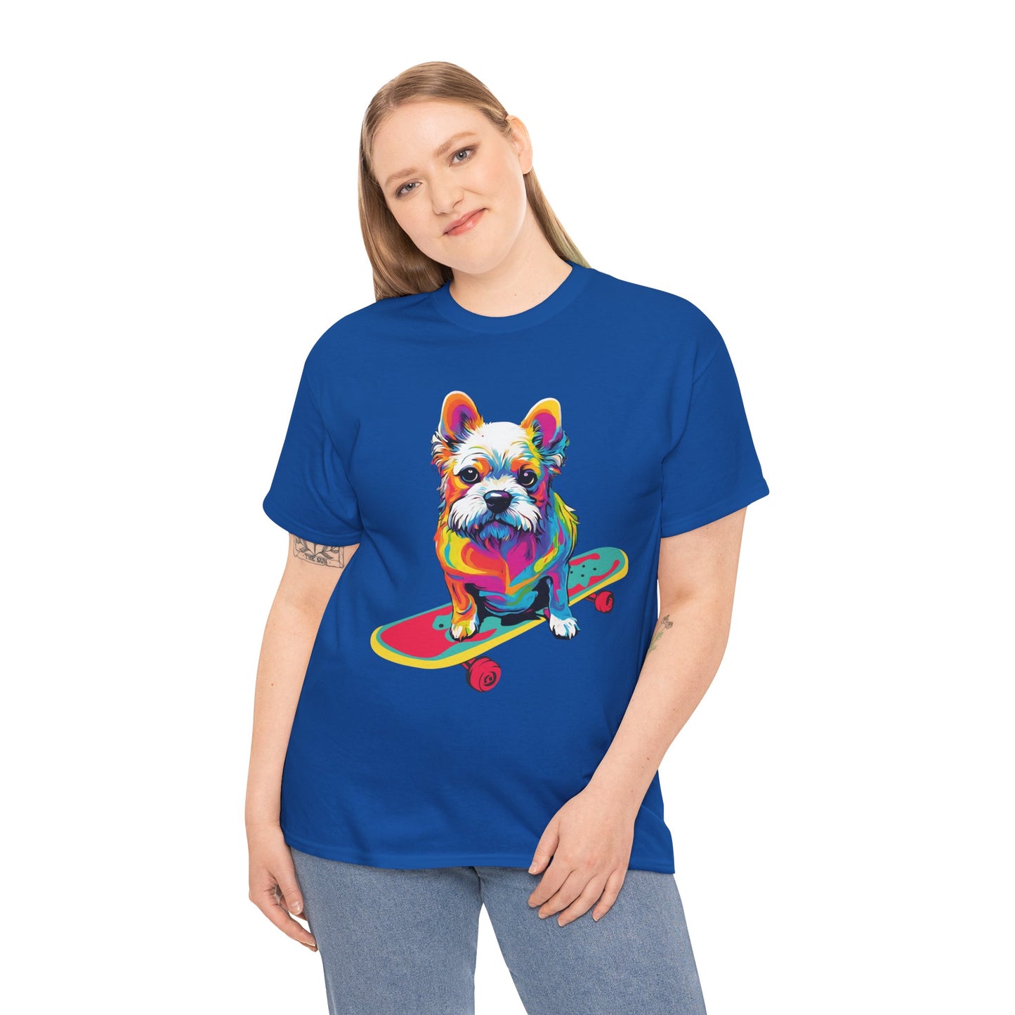 T-shirt de sport Flashlander avec chien skateboardant Pop Art