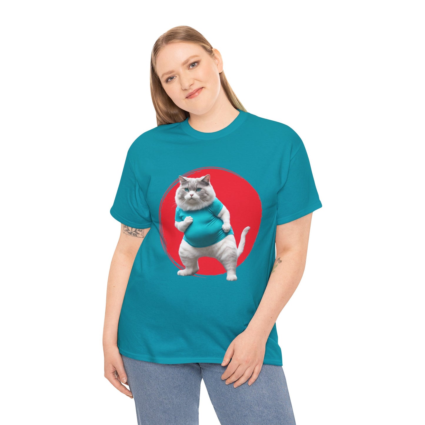 Camiseta de gimnasio Flashlander con divertido gato gordo de karate