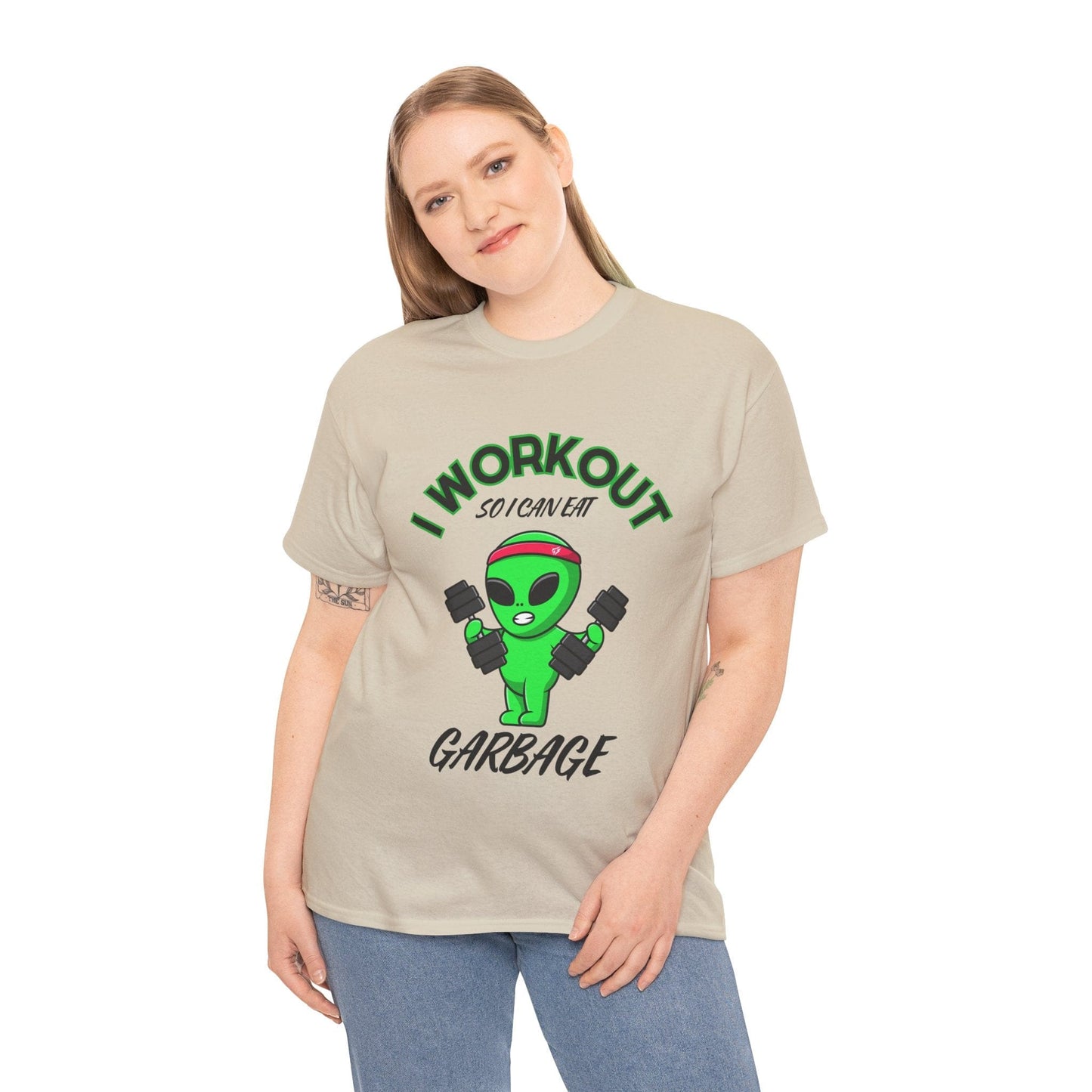 Alien I Workout So I Can Eat Garbage Graphic Tee Flashlander