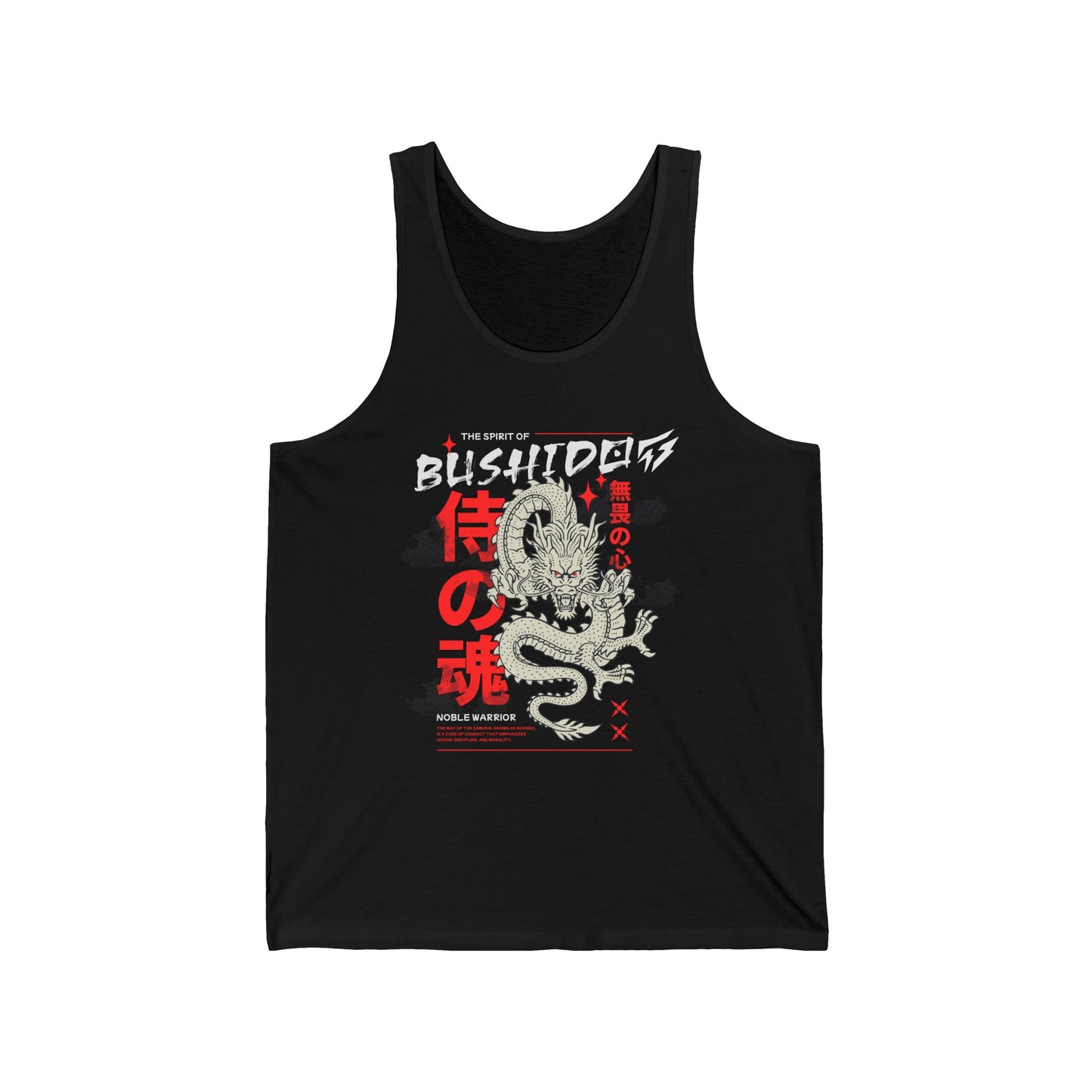 Dragon Spirit of Bushido Gym Jersey Tank Flashlander Cotton Unisex Charcoal Black