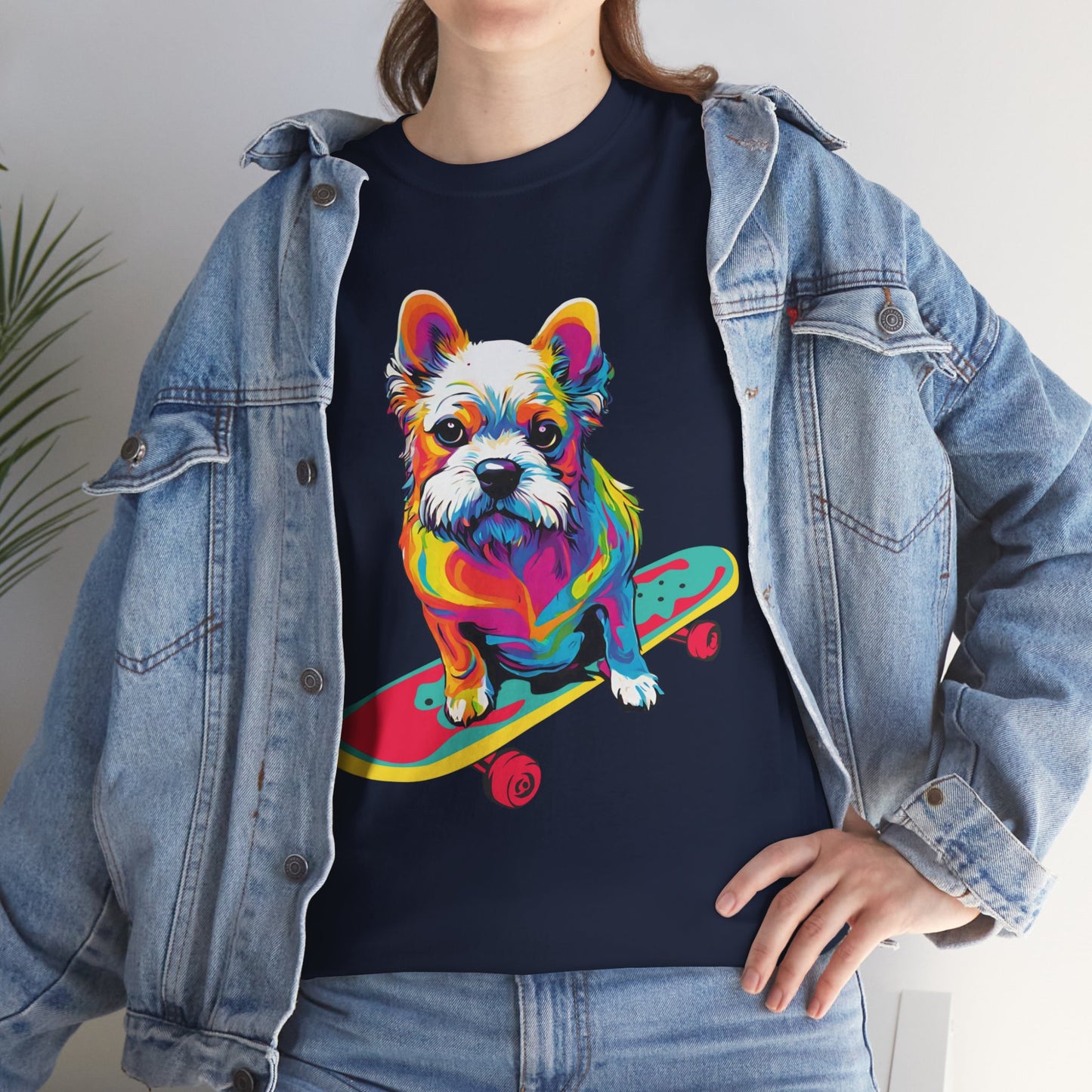 T-shirt de sport Flashlander avec chien skateboardant Pop Art