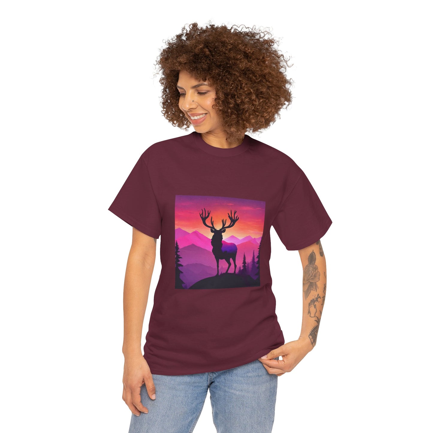 Deer Majestic Sunset Flashlander Gym Shirt