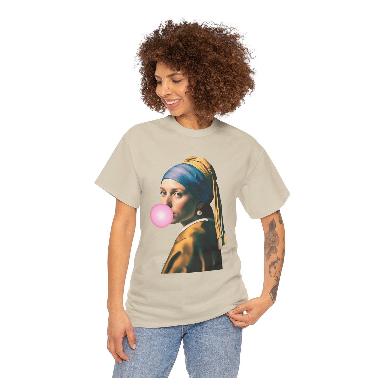 Bubble Gum Girl with a Pearl Earring Johannes Vermeer - Flashlander Gym Shirt