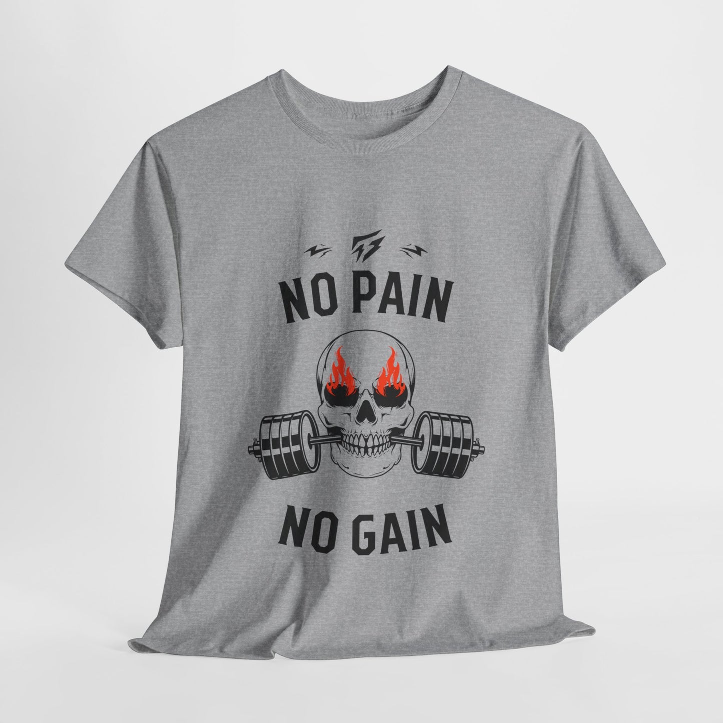 Skull Lifting Flashlander Gym Shirt No Pain No Gain Graphic Tee