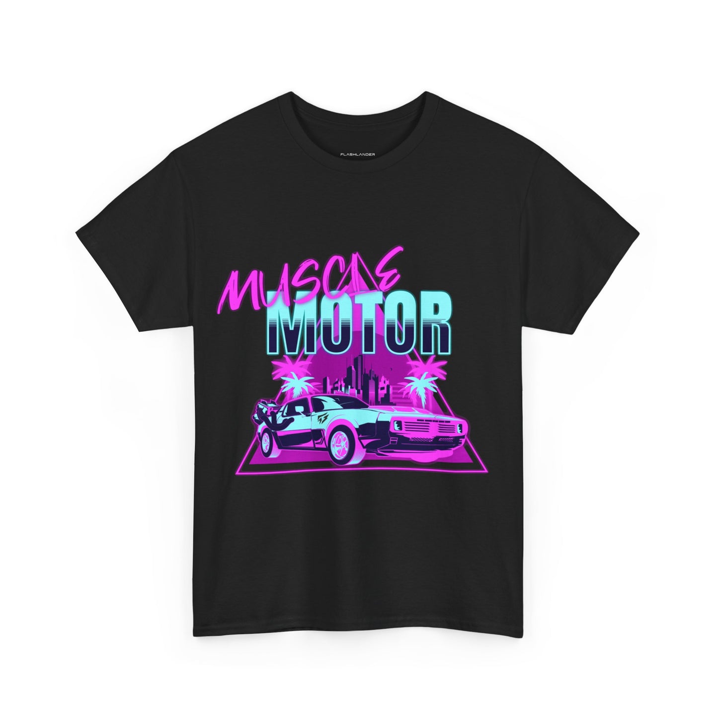 Muscle Motor Gym Shirt Flashlander Cotton Unisex Charcoal Black Performance Graphic Tee