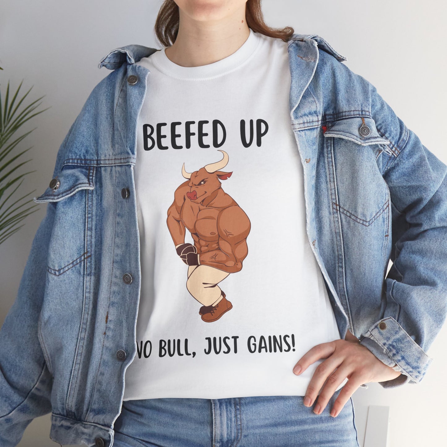 Muscle Bull Beefed Up No Bull, Just Gains - Flashlander Gym Shirt