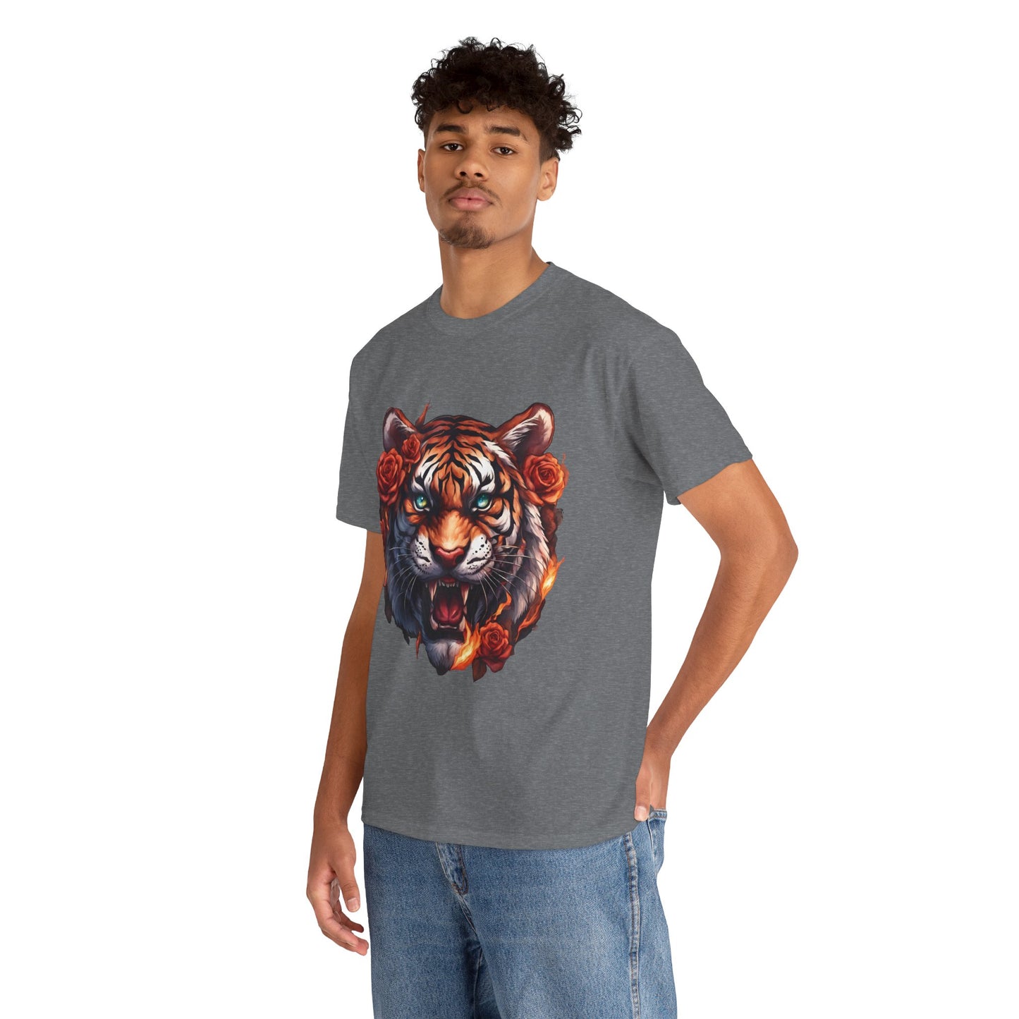 Tiger Flames and Roses T-Shirt Flashlander