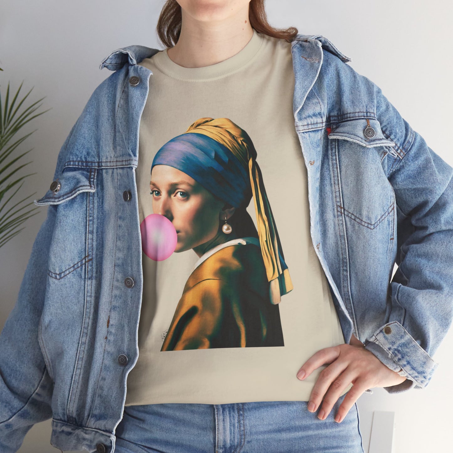 Bubble Gum Girl with a Pearl Earring Johannes Vermeer - Flashlander Gym Shirt