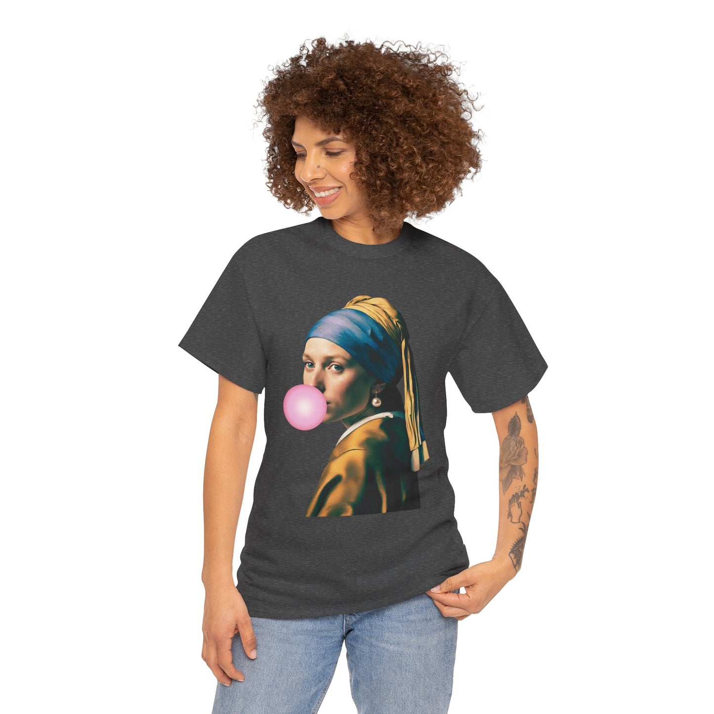 Bubble Gum Girl with a Pearl Earring Johannes Vermeer - Flashlander Gym Shirt