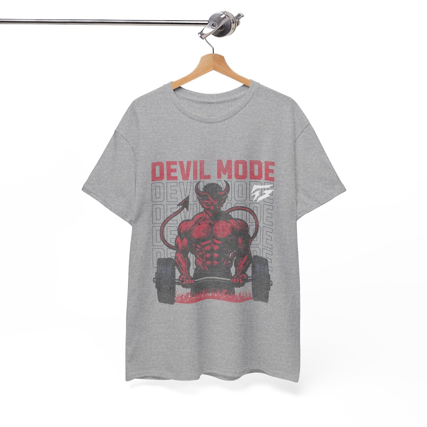 Devil Mode Gym Shirt Flashlander Cotton Unisex Charcoal Black Performance Graphic Tee