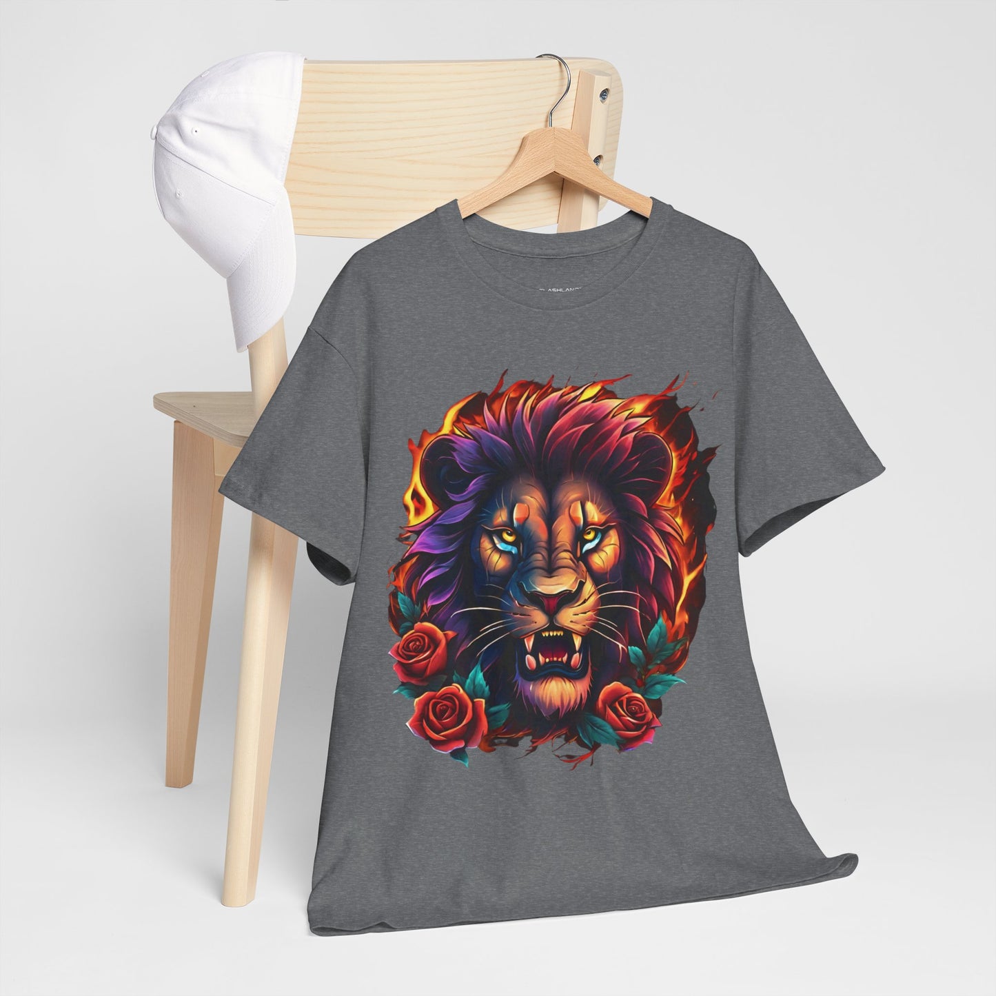 Lion Flames and Roses T-Shirt Flashlander