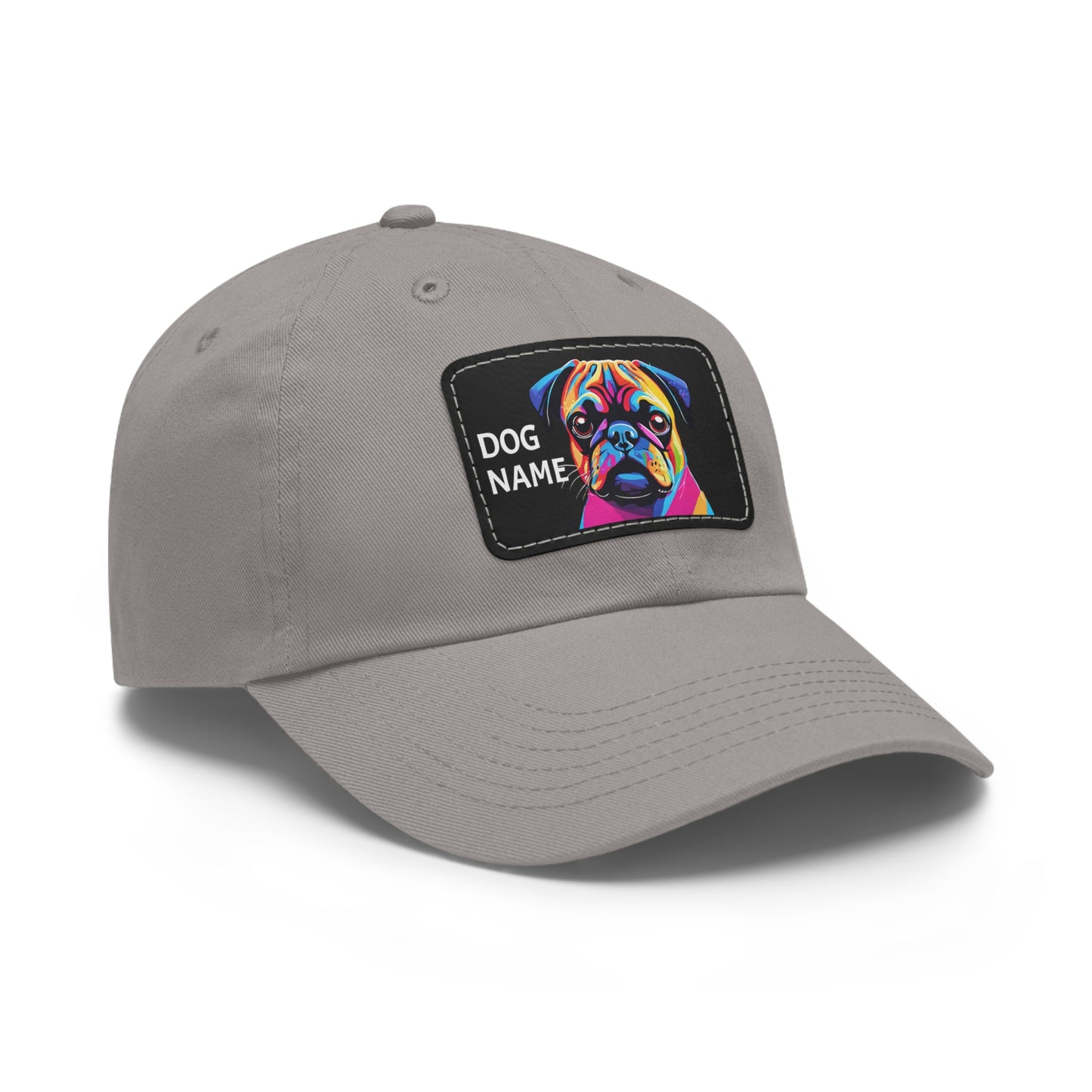 Pug Dog Hat Sportswear Cap Pug Cap Pug Hat Pug Dog Hat Pop Art Hat Dad Hat with Patch (Rectangle) Baseball Cap Custom Hat Flashlander