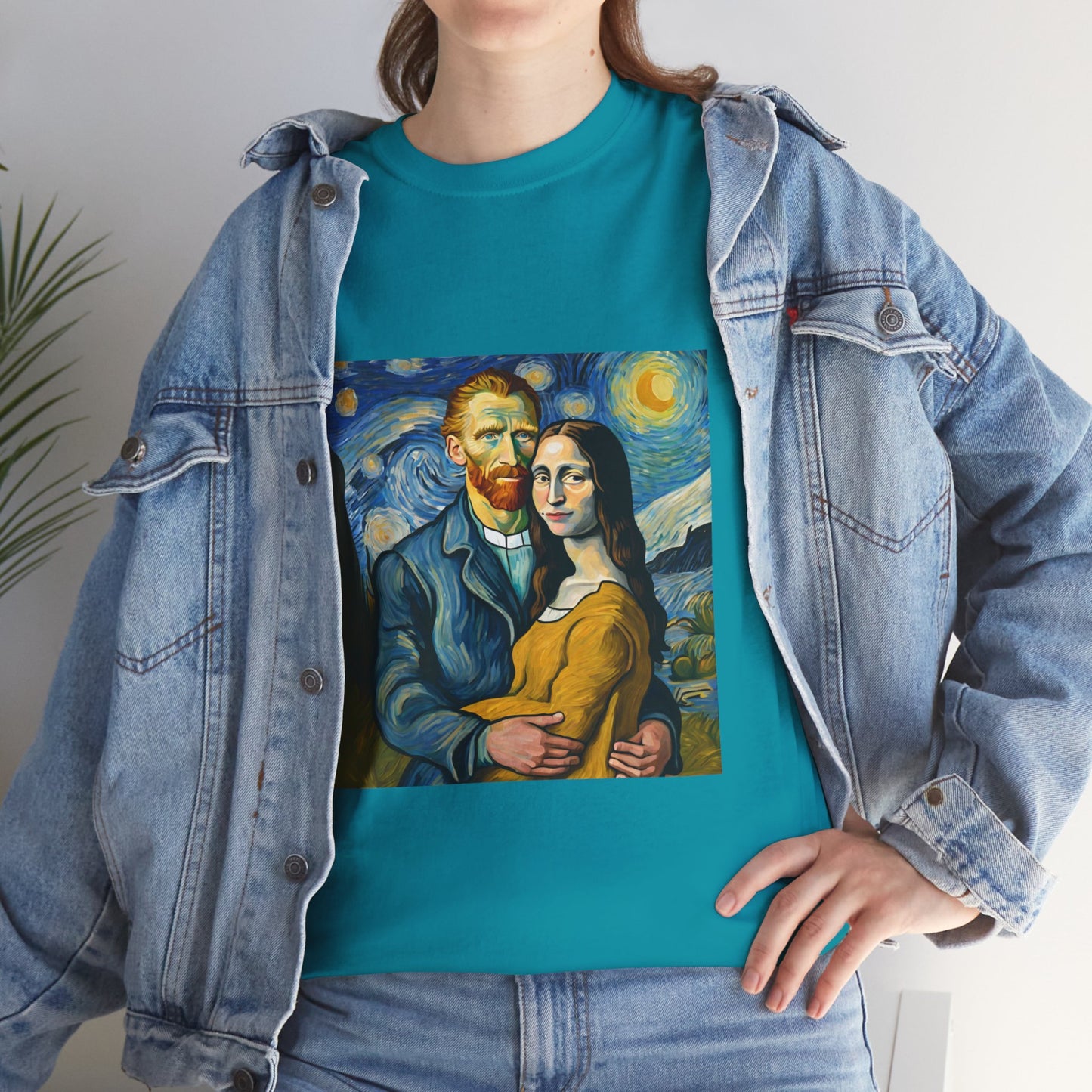 Funny Mona Lisa with Vincent Van Gogh Starry Night - Flashlander Gym Shirt