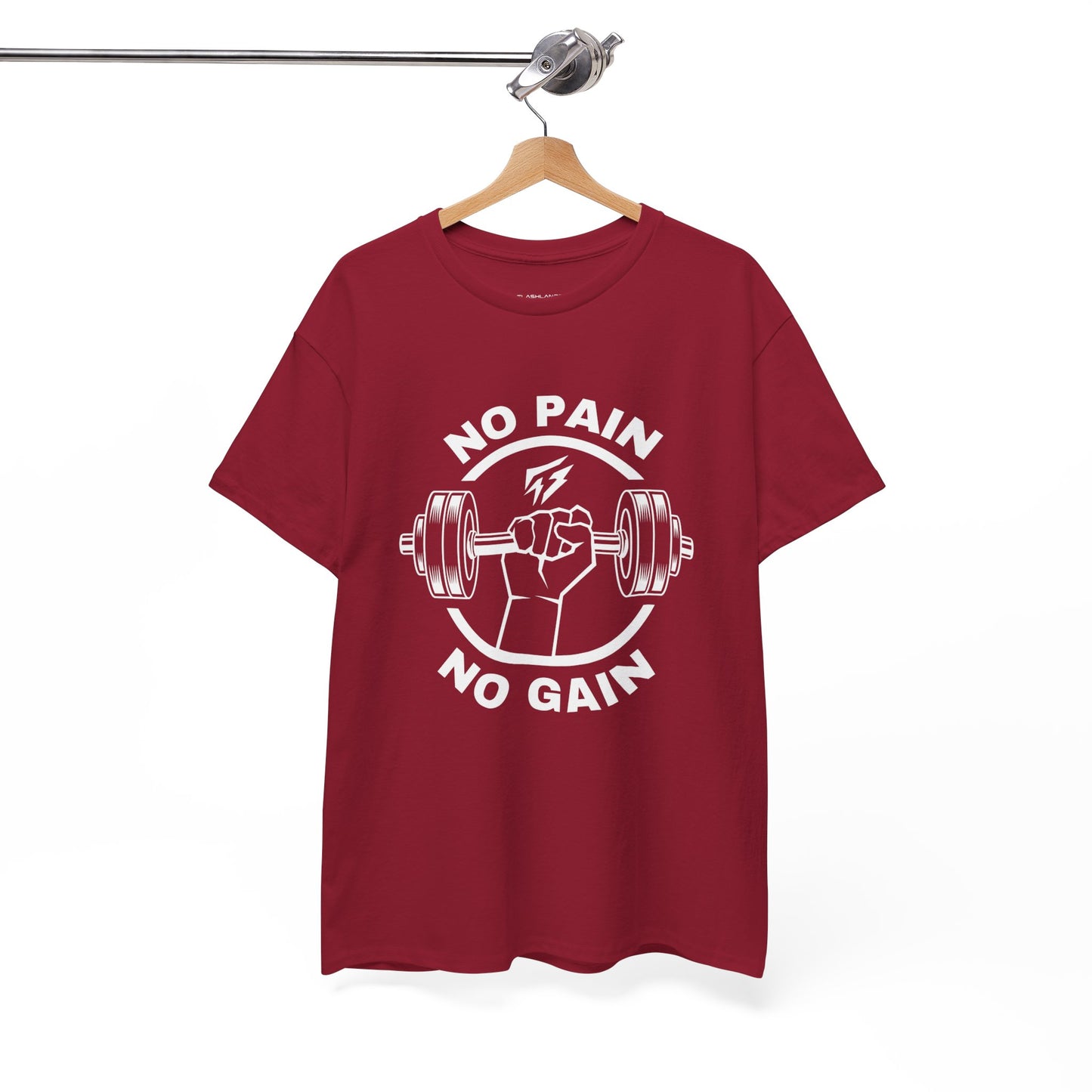 T-shirt de sport Lifting Flashlander avec citation « No Pain No Gain »