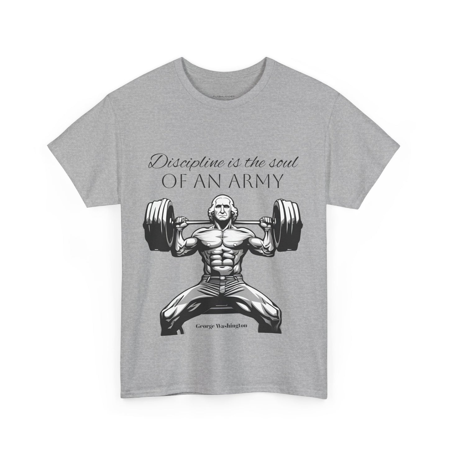 T-shirt de culturiste George Washington - Flashlander Disipline Is The Soul Of An Army Gym T-shirt en coton unisexe noir anthracite graphique